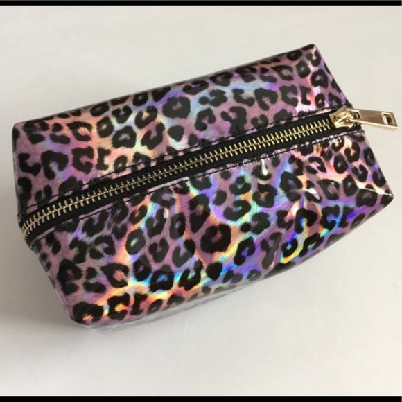 Leopard Print Holo Hologram Iridescent Makeup Bag - Picture 3 of 7